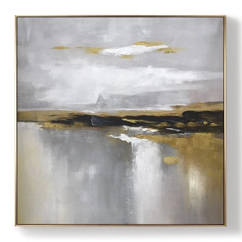 Minimal Original White Grey Abstract Canvas Wall Art SH2L5